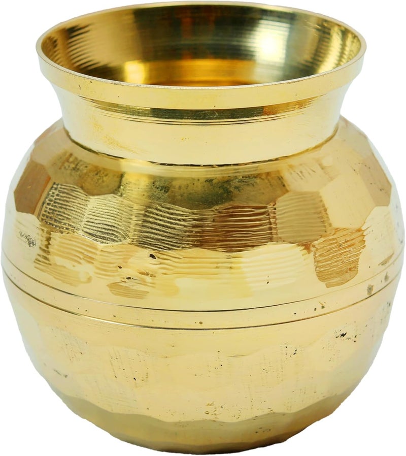 Aditri Creation وعاء نحاسي صغير كلاش لوتا لأدوات الشرب لمجموعة بوجا للزينة التقليدية الهندية لأغراض المعبد المنزل المكتب وعاء نحاسي نقي هدايا عودة (الحجم:-2"x3"x2")(ذهبي) - Image 1